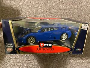 Burago Blue 1991 Bugatti 1:18 Die Cast EB 110 New Original Box Made in Italy