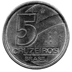 Brazil | 5 Cruzeiros Coin | Salt evaporation | Km:618 | 1990 - 1992 - Picture 1 of 12