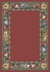 Milliken Red Contemporary Teddy Bears Area Rug Pictorial Toy Parade Rose Quartz - Picture 1 of 9