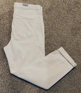 Gloria Vanderbilt Women’s Cuffed Boyfriend Jeans Stretch Denim White Size 12 NEW - Picture 1 of 5
