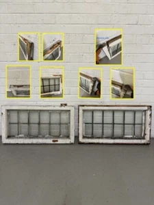 Pair Of Reclaimed Old Leaded Light Panel Wooden Windows 373 x 700mm 375 x 705mm - Picture 1 of 24