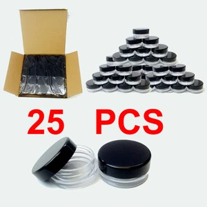 25 Pack 5G 5ML Cosmetic Small Sample Plastic Jars Clear cream Makeup BPA Free   - Picture 1 of 5