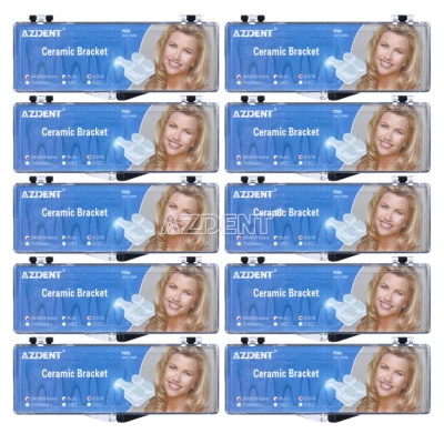 AZDENT Dental Orthodontics Ceramic Brackets 5*5 Braces Roth 022 345 Hooks - Image 1 of 4
