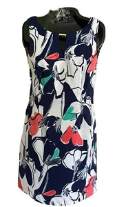 RONNI NICOLE Women's White & Navy Blue Floral Shift Dress Sz. 4P - Picture 1 of 6