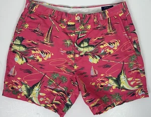 POLO Ralph Lauren Hawaiian Shorts 33 Hot Pink Linen Blend Chinos Aloha Fishing - Imagen 1 de 11