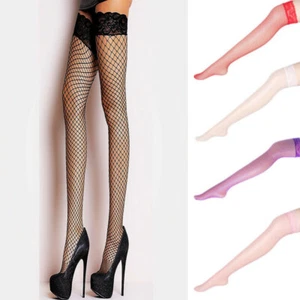 Ladies Women Sexy Lingerie Fishnet Lace Mesh High Thigh Stockings Pantyhose Club - Picture 1 of 16