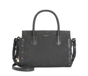 Nuevo Radley Cremallera Top Tachonado Cuero Multivía Gris Oro Pin Borde Tachuelas - Imagen 1 de 6