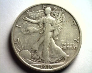 1918-S WALKING LIBERTY HALB EXTRAFEIN XF EXTREM FEIN EF SCHÖNE ORIGINALMÜNZE - Bild 1 von 2