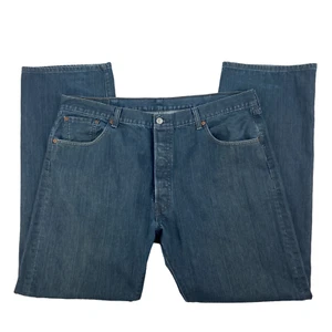 Levis 501 Button Fly Jeans Mens 42x34 Straight Leg Blue 100% Cotton Actual 42x33 - Picture 1 of 13