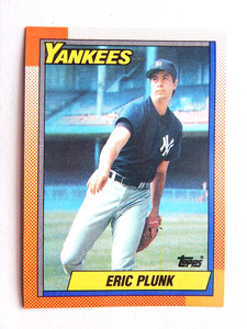 Eric Plunk #9 Topps 1990 Baseball Card (New York Yankees) VG
