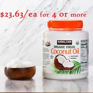 Kirkland 100% USDA Organic Coconut Oil Virgin Cold Pressed Unrefined, 84 FL OZ - Picture 1 of 5