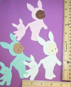 4 BUNNY KID cardstock paper die cut embellishments scrapbook / card making - Bild 1 von 1