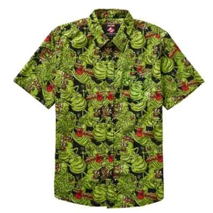 Mens Ghostbusters Slimer all over print Short Sleeve Cotton Button Up Shirt M - Picture 1 of 4