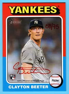 Clayton Beeter 2024 Topps Heritage High número real tinta roja novato automático/75 - Imagen 1 de 2