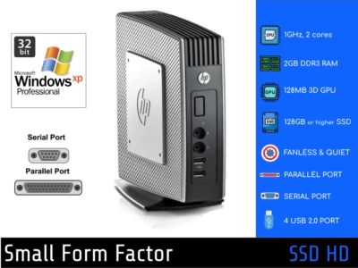 HP PC, 1GHz CPU, 128GB+ SSD, Parallel Port and Serial, Windows XP PRO SP3 32-Bit - Image 1 of 4