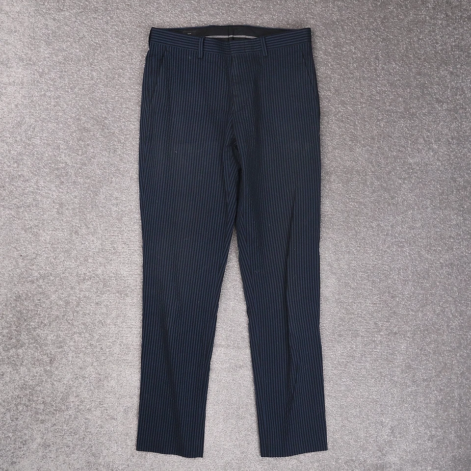 J.CREW Ludlow Slim Fit Seersucker Striped 29x32 Blue Tapered Leg Pants - Image 1 of 4