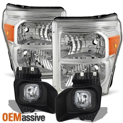 Fit 11-16 Ford F250 F350 F450 F550 Super Duty Headlights +Fog Lights 2011-2016 - Image 1 of 4