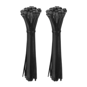 12 Inch Releasable Cable Ties Adjustable Zip Ties Black 200Pcs - Afbeelding 1 van 6