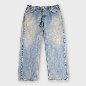 Vintage Carhartt Jeans Mens 40x30 B460 LVB Relaxed Fit Light Wash Denim Workwear - Picture 1 of 18