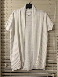 Liz Claiborne weißer kurzärmliger Cardigan vorne offen Pullover Oberteil Damen Small " - Bild 1 von 12