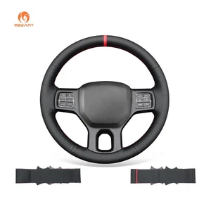 MEWANT Black Cube Embossed Faux Leather Steering Wheel Wrap for Dodge Ram 1500 - Imagen 1 de 10