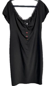 Vestido negro Stop Staring talla XL mangas de gorra abertura en el dobladillo línea en la espalda EE. UU. - Imagen 1 de 7