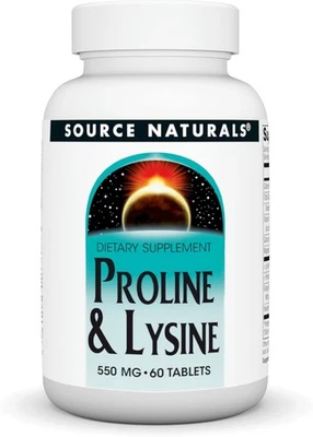 Source Naturals L-Proline & L-Lysine, 550mg - 60 Tablets 60 Count (Pack of 1)  - Image 1 of 4