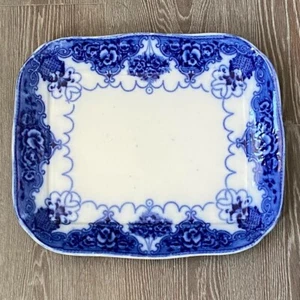 Deep Flow Blau Keramik Schwer Servierplatte 15" (39cm) X 13" (34cm) Englisch. - Bild 1 von 3