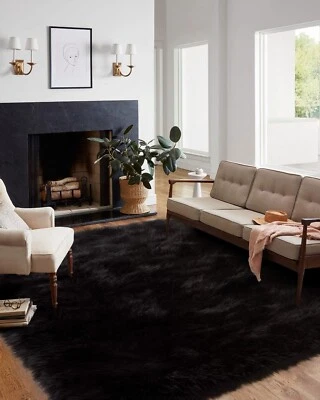 Large Carpet Faux Fur Sheepskin Area Rug Furry Rugs for Bedroom Living room Rugs - Image 1 of 4