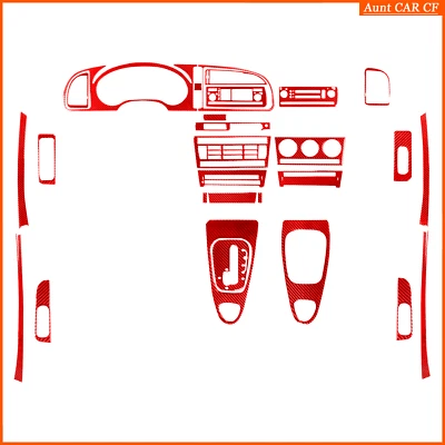 Kit de moldura de panel de cubierta interior completo de fibra de carbono roja para Saab 9-3 2003-06 Foto 1 de 4