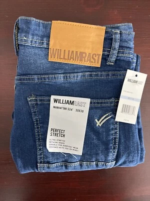 Jeans preto William Rast masculino elástico perfeito Manhattan ajuste fino 30/30 - Imagem 1 de 4