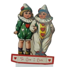 Valentine Victorian Die Cut Card Marionette Costume Children Ruffled Collar - Picture 1 of 2