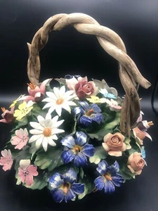 Vintage Capodimonte Napoleon Porcelain Flower Basket Large 11 inch - Picture 1 of 11