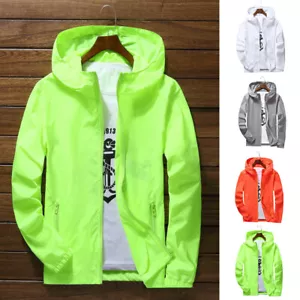 Men Thin Lightweight Windbreaker Waterproof Rain Jacket Hooded Breathable UK