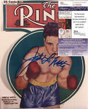 Jake LaMotta Autographed 8x10 Ring photo-JSA COA-Middlweight Boxer-Raging Bull