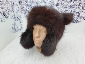 Sombrero de piel real marrón para mujer, sombrero de invierno Ushanka con oreja, hecho a mano, regalo - Imagen 1 de 15