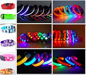LED Glow Collar Dog Puppy Pet Flashing Light Safety Glow In The Dark FAST POST - Picture 1 of 81