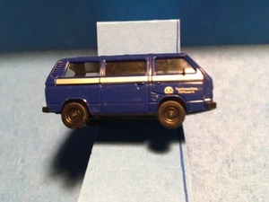 HO Scale Herpa Dark Blue VW Bus Van with "Technisches Hillswerk" logo - Picture 1 of 3