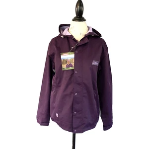 Coleman Small Women’s Rain Wind Breaker Purple Oversized Hooded Multipockets New - Picture 1 of 9