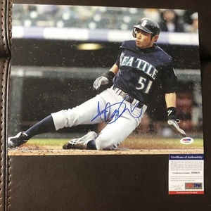 ICHIRO SUZUKI MARINERS SIGNED 11X14 PHOTO PSA DNA COA AUTO SLIDING 3000 HITS HOF - Picture 1 of 2
