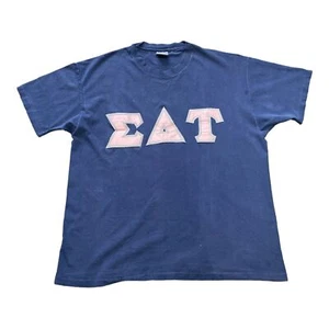 Vintage Sorority Greek T-shirt Size XL Blue Single Stitch College University - Picture 1 of 7