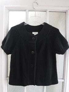 Cárdigan Suéter Ann Taylor Loft Negro Algodón Abotonado Manga Corta ~Mujer M~ - Imagen 1 de 6