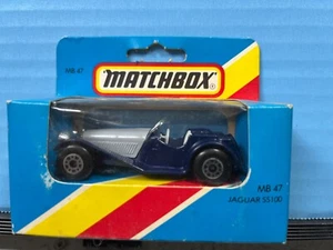 1/64 MATCHBOX SUPERFAST VINTAGE 1937 RARE JAGUAR SS100 MB47 BLUE/SILVER - Picture 1 of 2