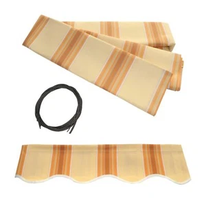 ALEKO Fabric Replacement for 13 x 10 ft Retractable Awning Multi-striped Yellow - Picture 1 of 7