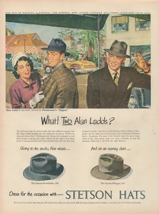 1955 Stetson Hats What Two Alan Ladds Week-Ender Whippet Vintage Print Ad - Picture 1 of 1