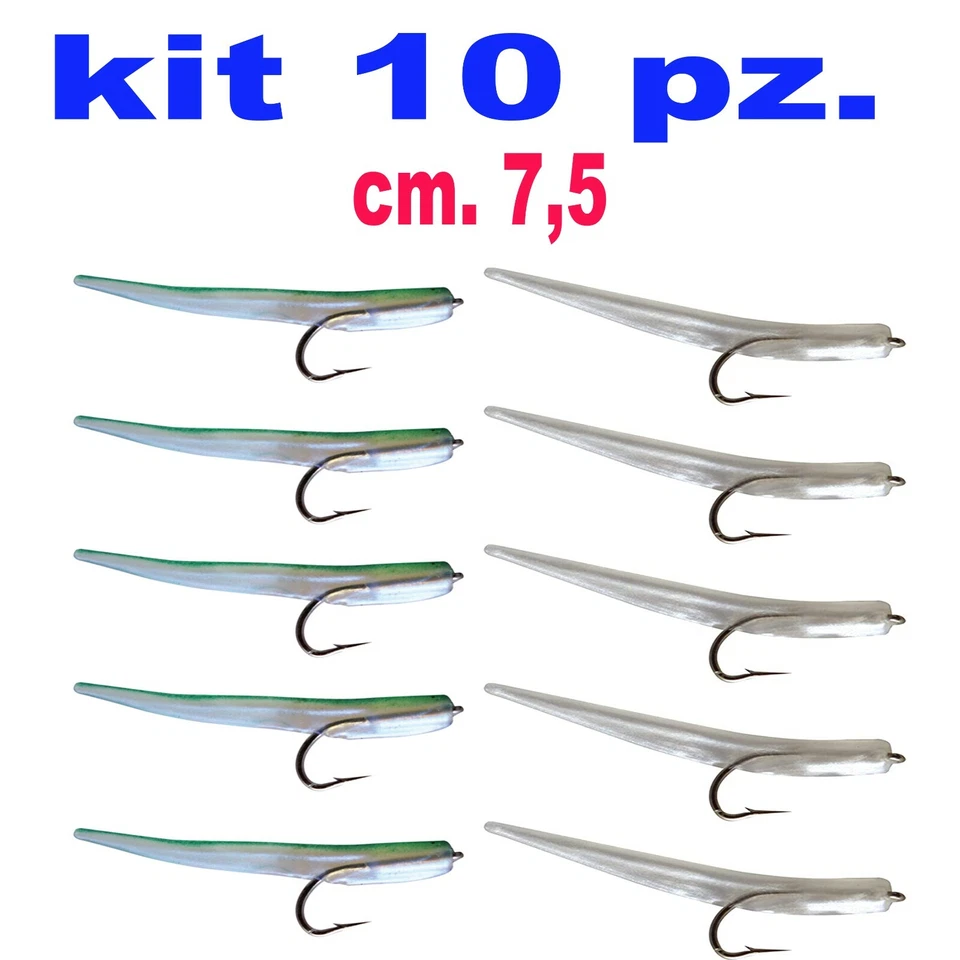 anguilline esche artificiali gomma pesca traina spinning spigola mare raglou aml - Immagine 1 di 1