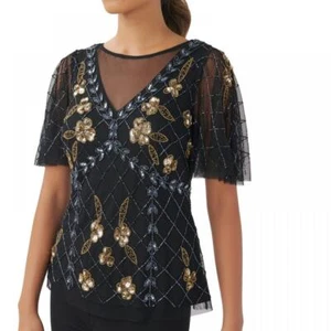 Blusa básica de mujer Adrianna Papell manga corta floral cuello redondo A6700 - Imagen 1 de 20