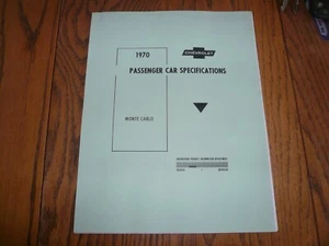1970 Chevrolet Passenger Car Specifications - - Picture 1 of 7