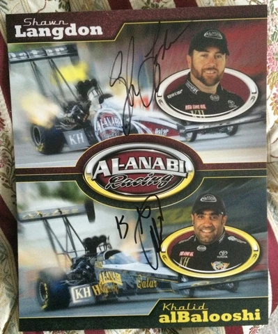Shawn Langdon & Khalid AlBalooshi Dual Signed Promo Card Photo Auto Nhra 2014 Cover