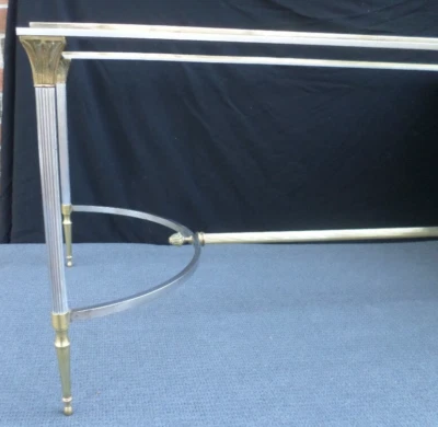 Maison Jansen Style BRASS STEEL GLASS Coffee Table PICKUP / SHIP - Image 1 of 4